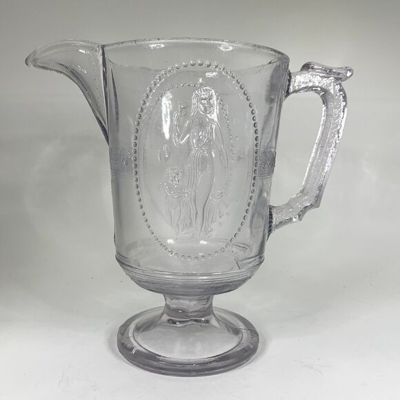 Vtg Cupid Venus Water Pitcher EAPG Richards Hartley Glass 1875 Antique Shabby - Picture 1 of 7